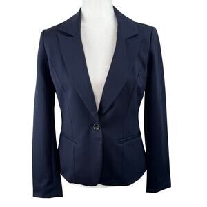 Magaschoni Navy Single Breasted One Button Chic Career Business Blazer NWT 8